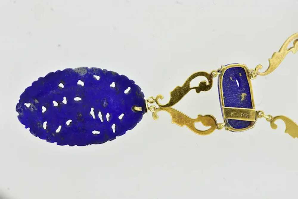 Antique Lapis and Gold Necklace, American by Walt… - image 9