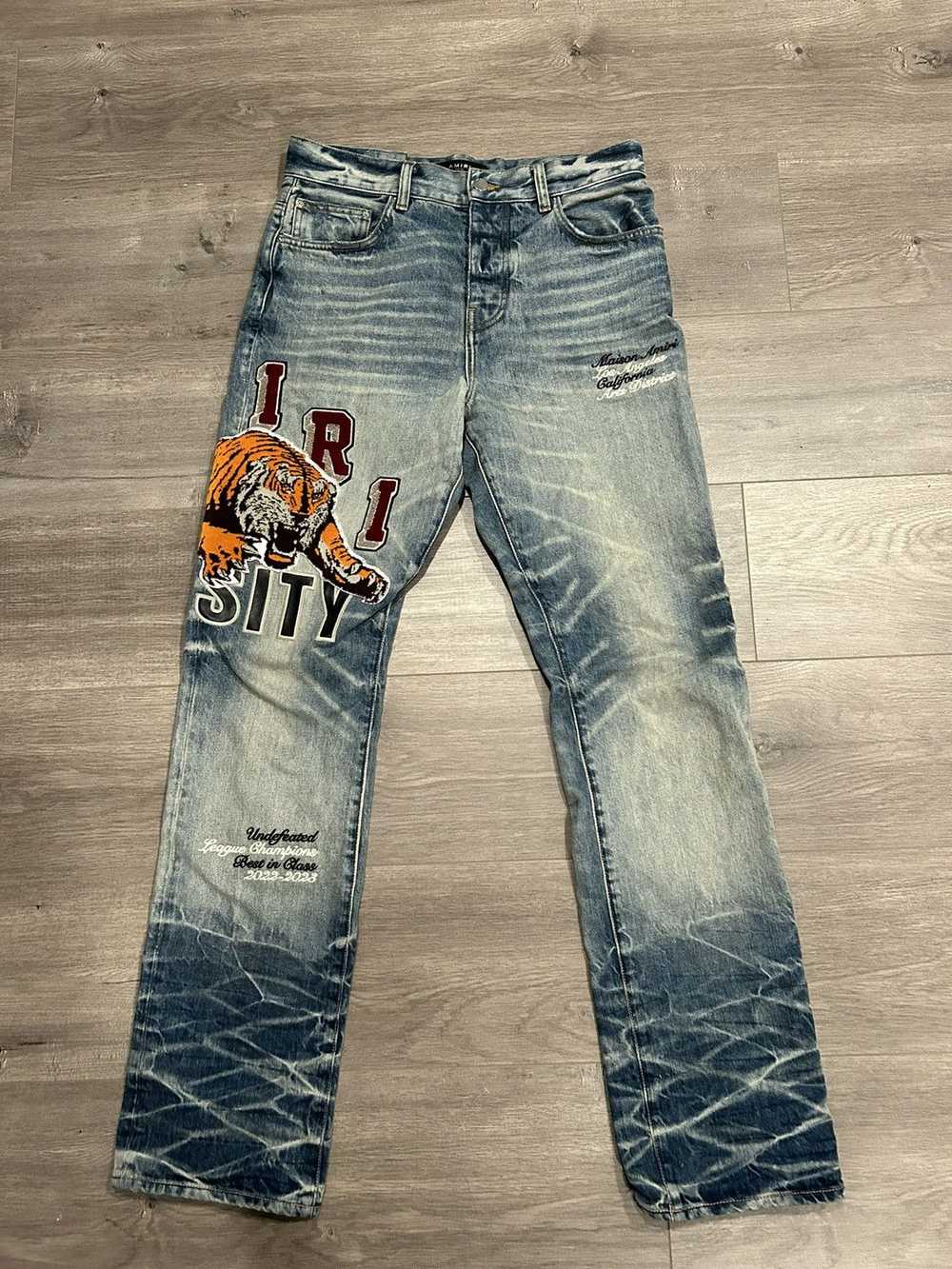 Amiri Amiri Tiger Varsity Straight Jeans - image 1