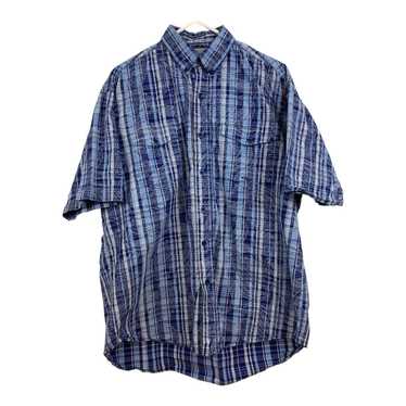 Roper Roper Blue Paisley Plaid Short Sleeve Button