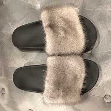 Givenchy Mink Slides In Gray Size 38 - image 1