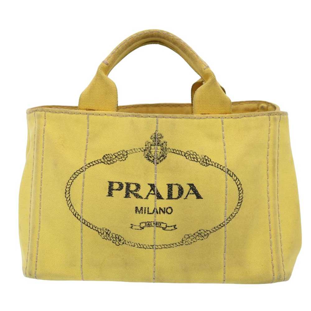 Prada PRADA Canapa PM Hand Bag Canvas 2way Yellow… - image 12