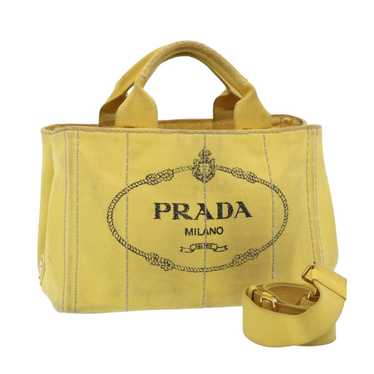 Prada PRADA Canapa PM Hand Bag Canvas 2way Yellow… - image 1