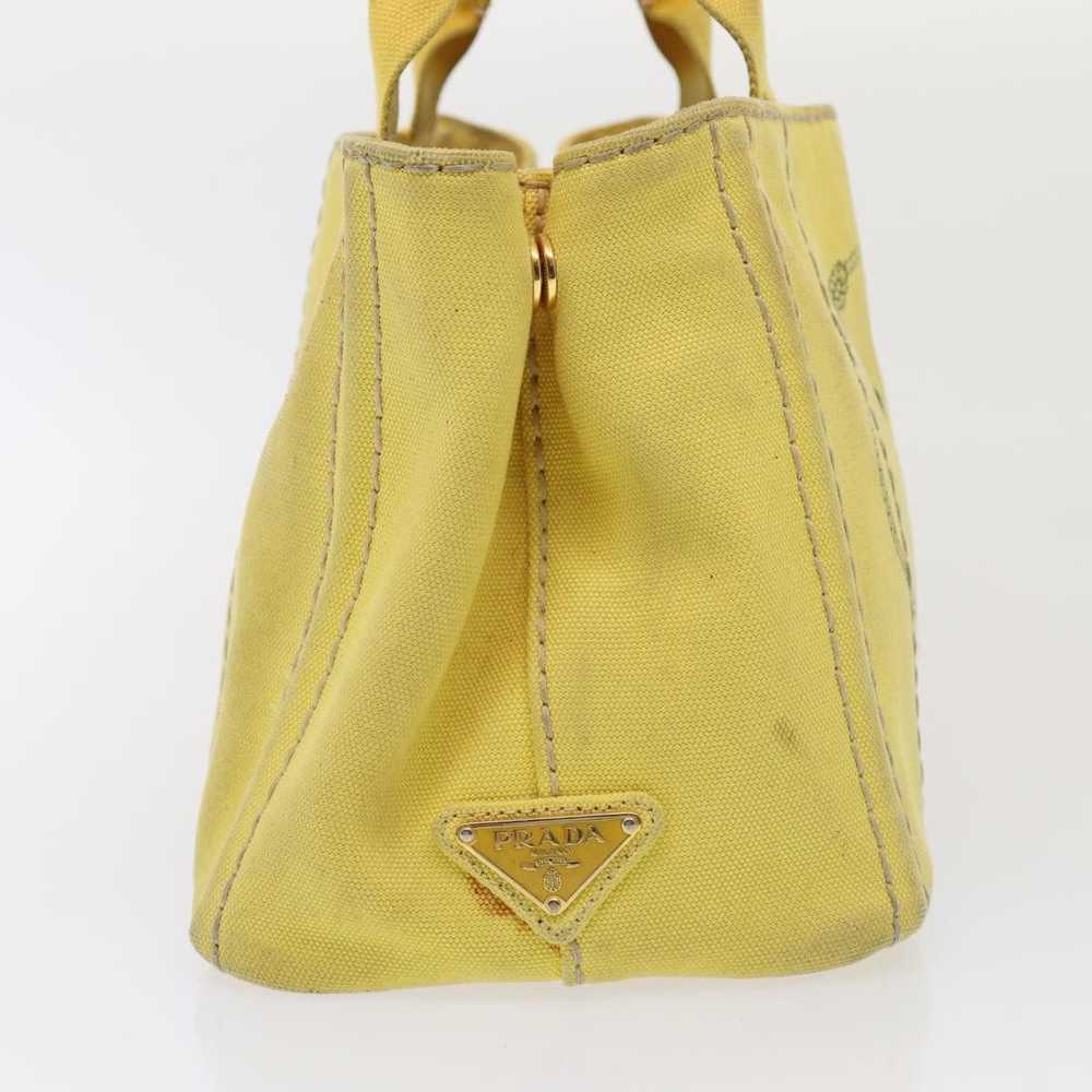 Prada PRADA Canapa PM Hand Bag Canvas 2way Yellow… - image 4