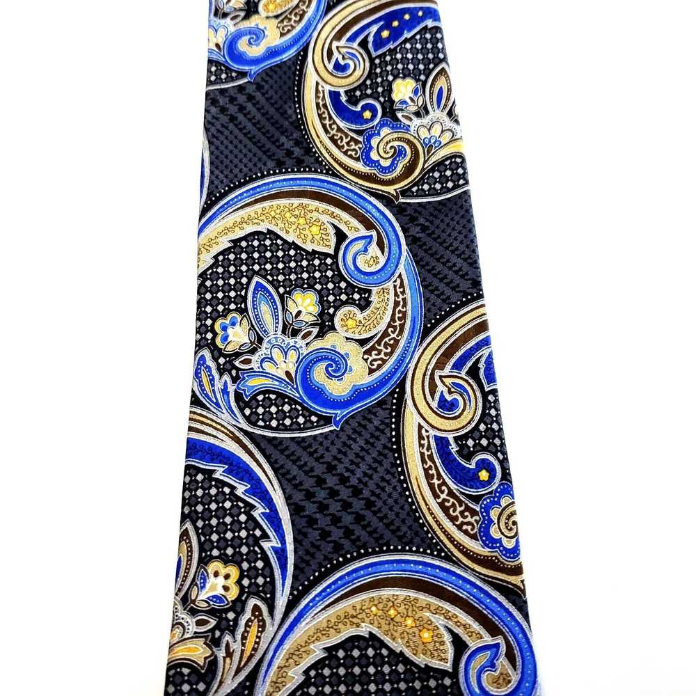 Vintage Geoffrey Beene Gray Blue Yellow Silk Tie … - image 2