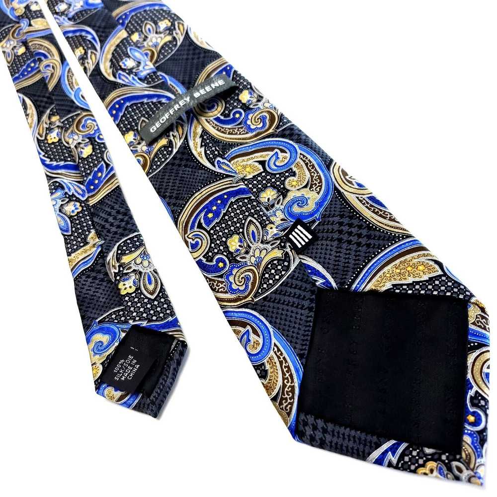 Vintage Geoffrey Beene Gray Blue Yellow Silk Tie … - image 3