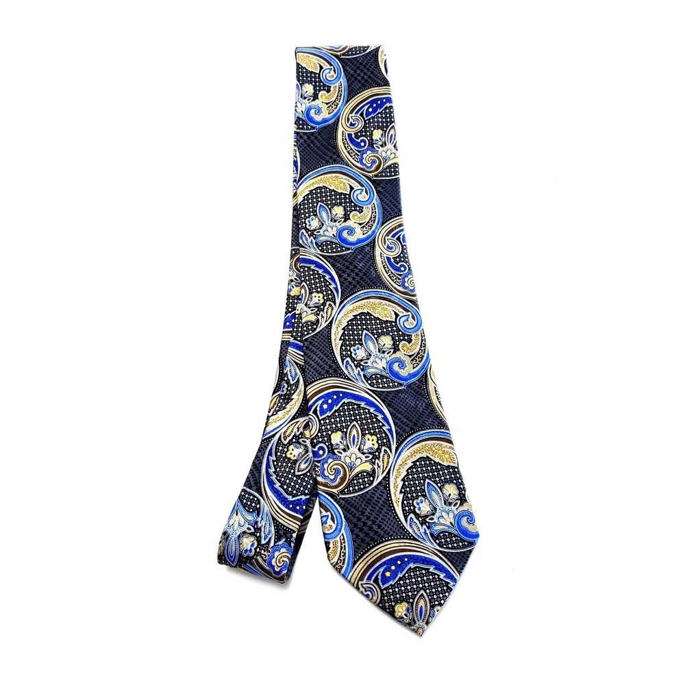 Vintage Geoffrey Beene Gray Blue Yellow Silk Tie … - image 6