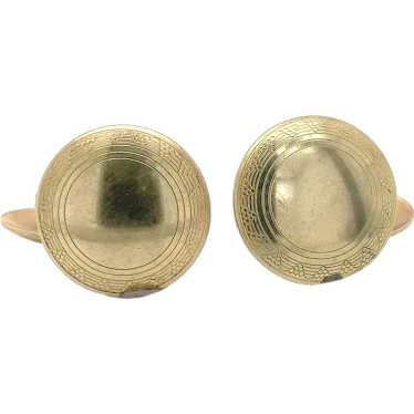 Pair of 10K Yellow Gold Round Cuff links