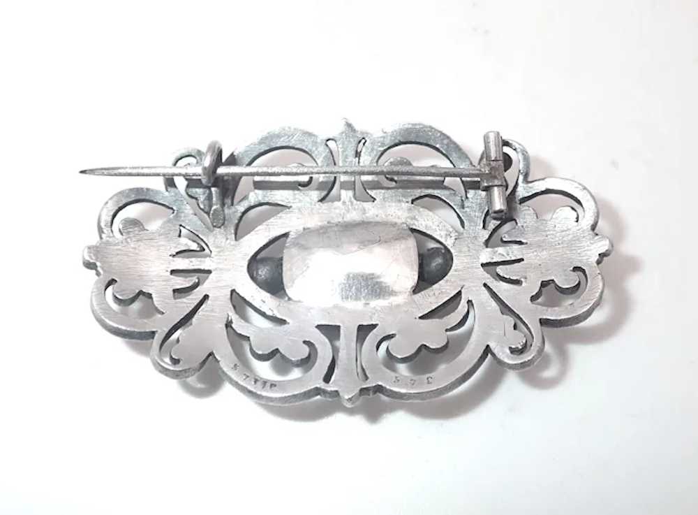 French Antique 19th C Silver Amethyst Brooch - image 4