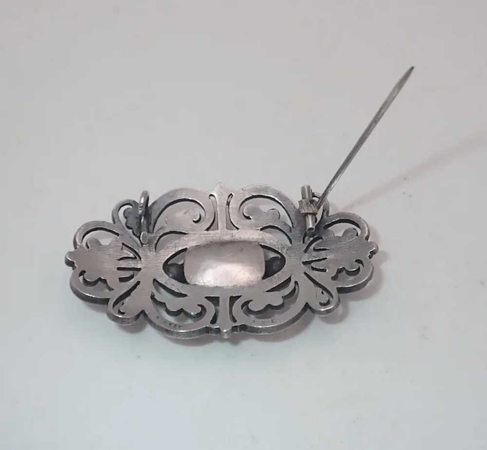 French Antique 19th C Silver Amethyst Brooch - image 5