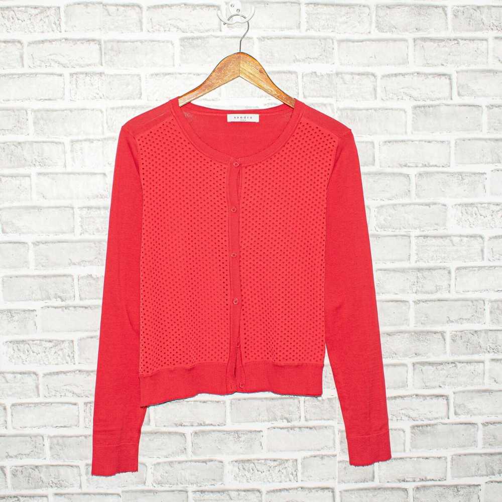 Sandro SANDRO Paris Cardigan Sweater in Red Hole … - image 4