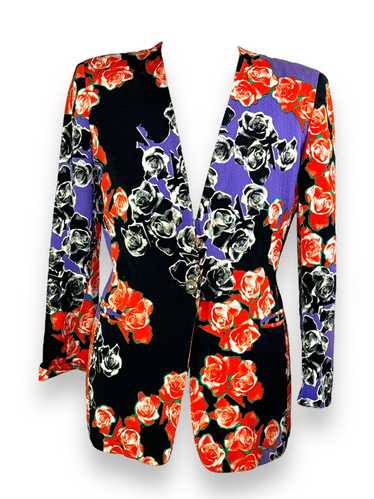 1990s Max Mara Silk Rose One Button Blazer