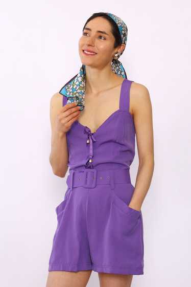 Italian Grape Lace Up Romper M