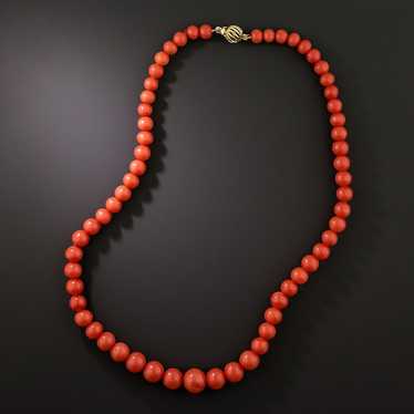 Graduated Red Coral Bead Strand