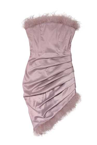 Lavish Alice - Pink Satin Feather Trim Strapless … - image 1