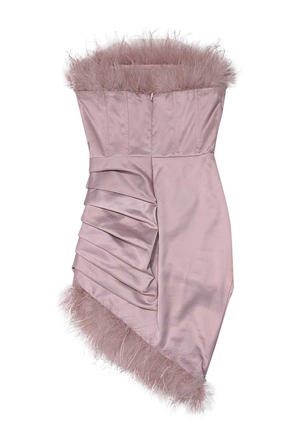 Lavish Alice - Pink Satin Feather Trim Strapless … - image 2