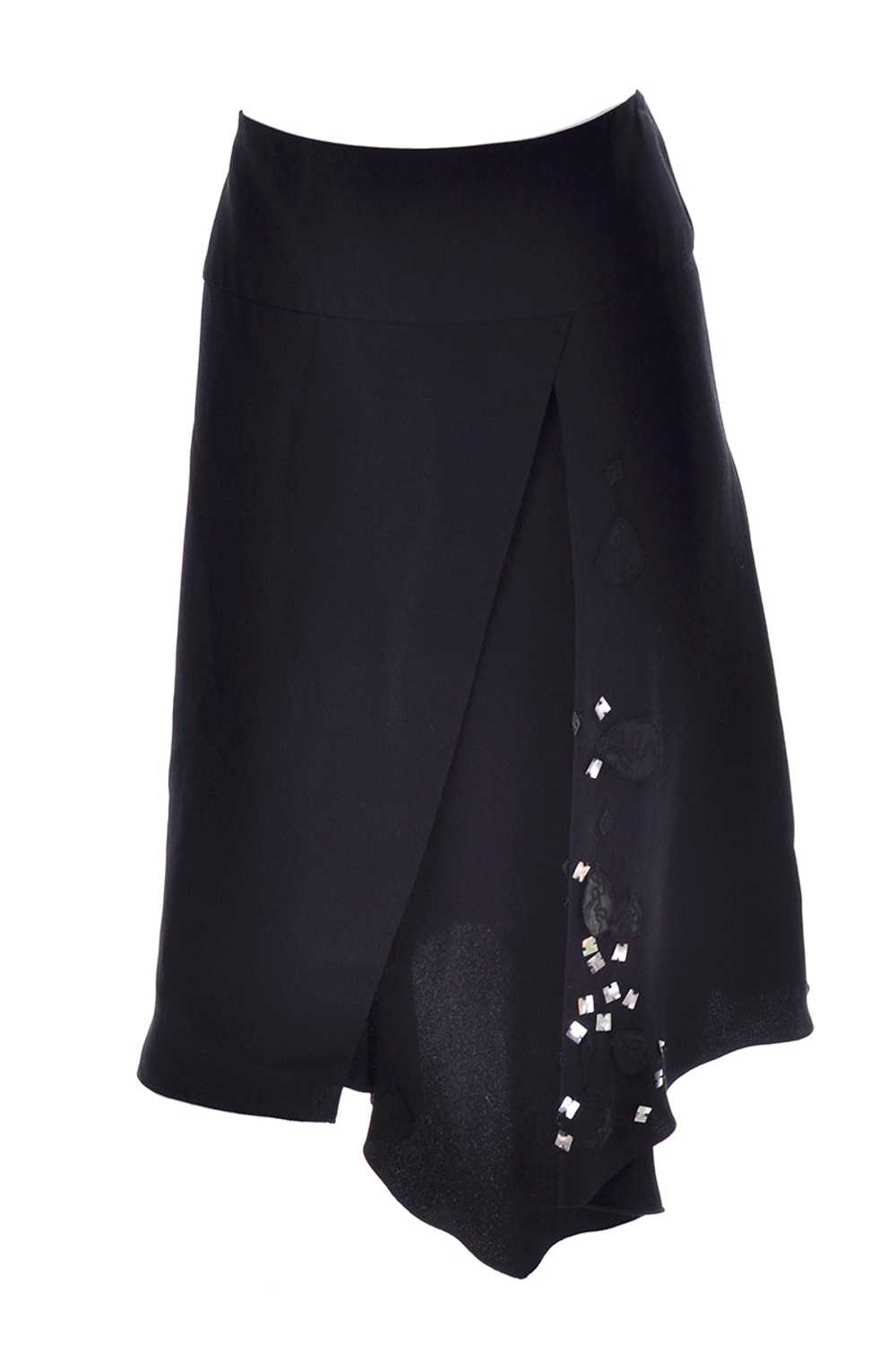 Christian Lacroix Black Silk & Rayon Skirt W/ Seq… - image 1