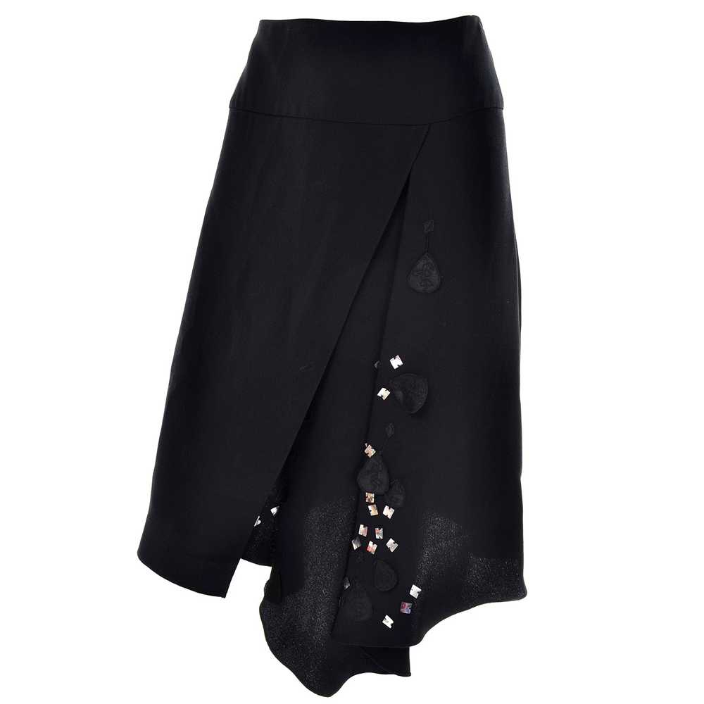 Christian Lacroix Black Silk & Rayon Skirt W/ Seq… - image 3