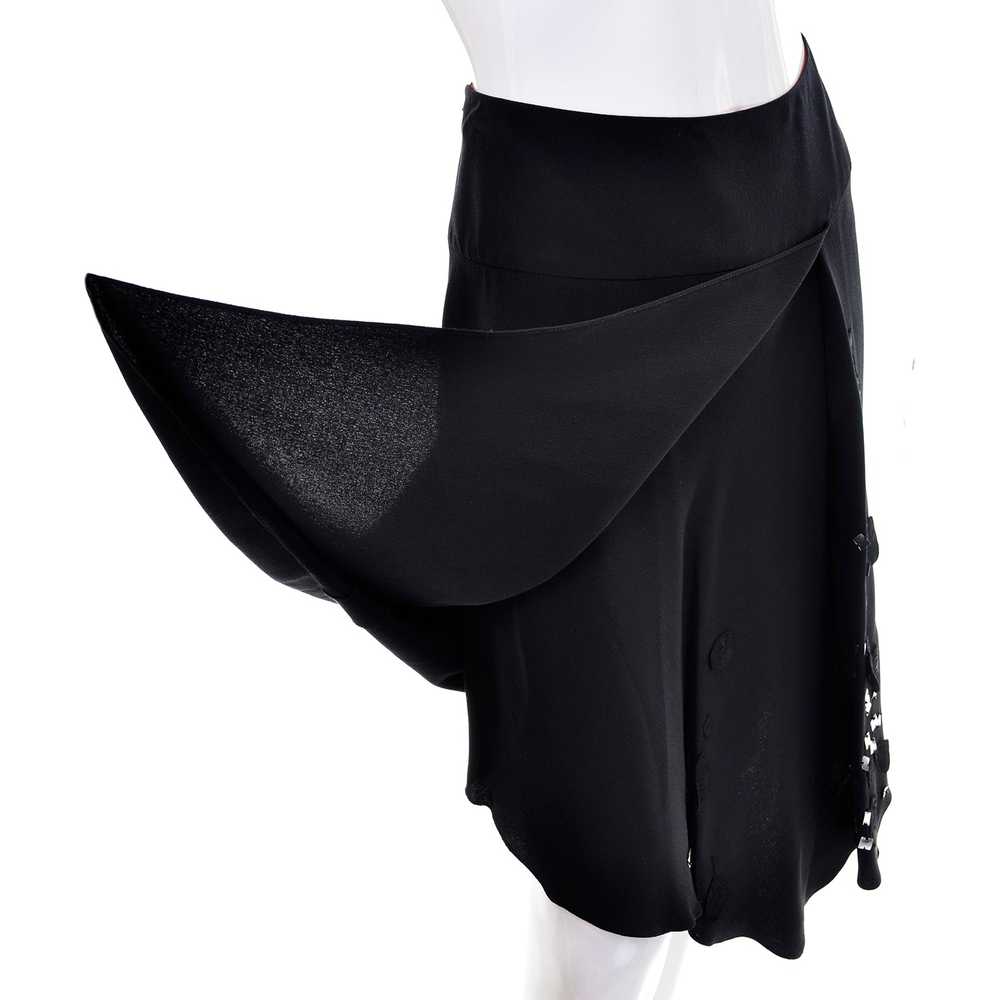 Christian Lacroix Black Silk & Rayon Skirt W/ Seq… - image 6