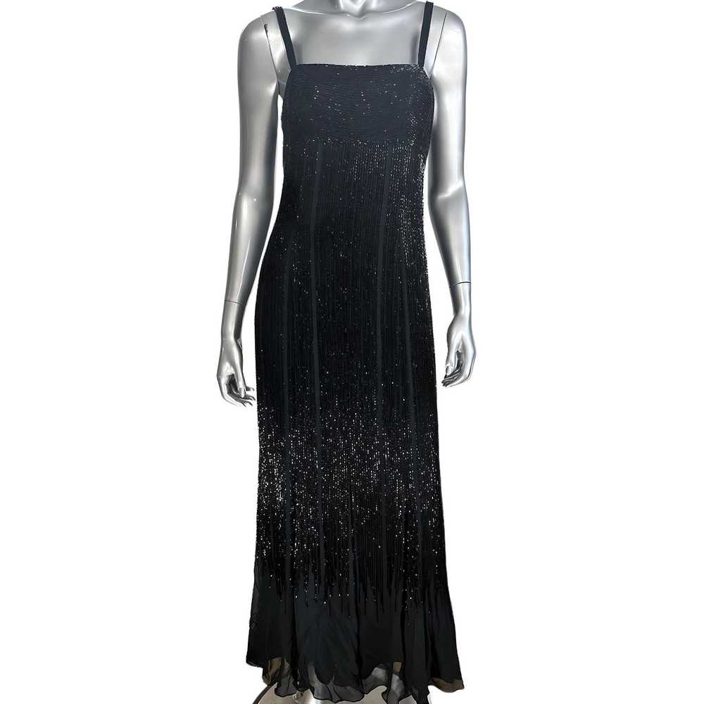 Oleg Cassini Vintage Oleg Cassini Silk Black Bead… - image 1