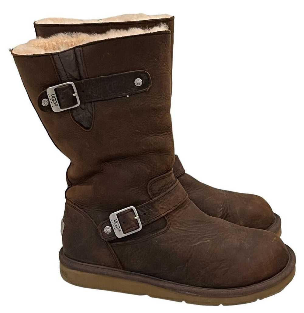 Ugg UGG Kensington Brown Leather Sheepskin Moto H… - image 1