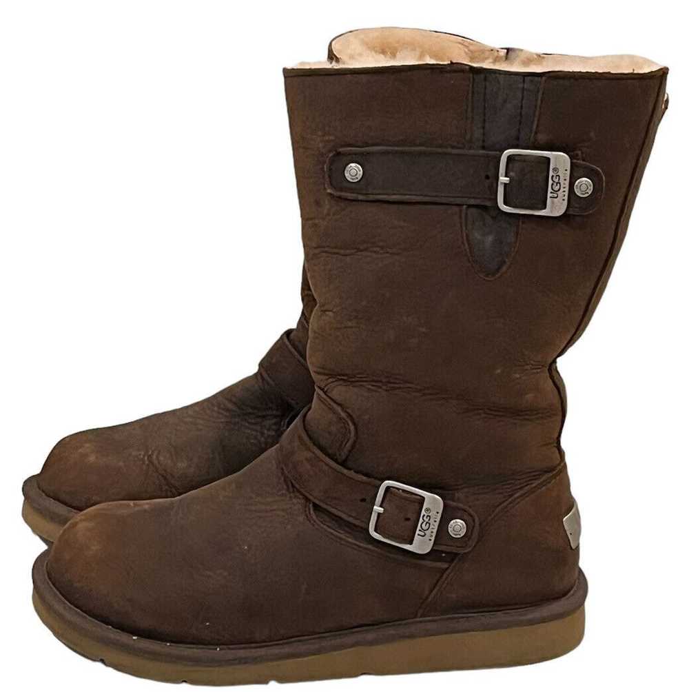 Ugg UGG Kensington Brown Leather Sheepskin Moto H… - image 2