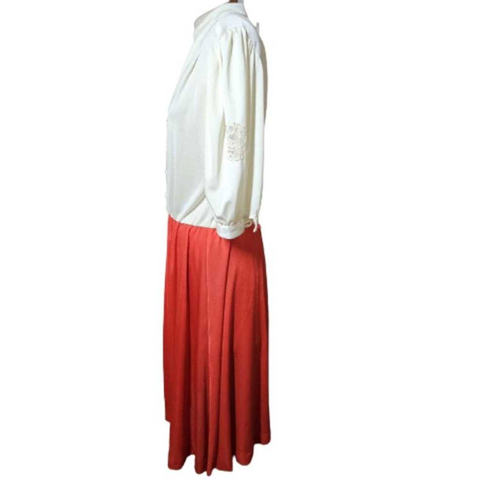 Vintage Vintage Red and White Blouson Dress with … - image 2