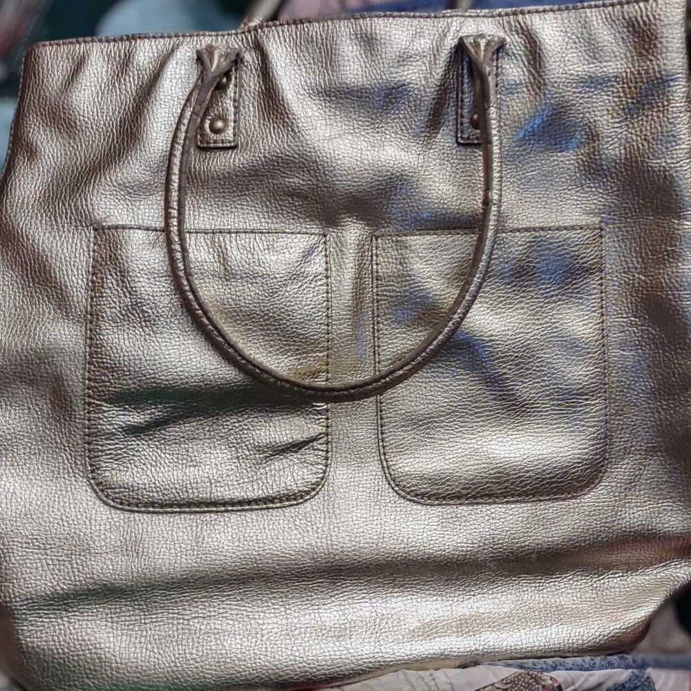 Gold Leather J. Crew Handbag - image 1