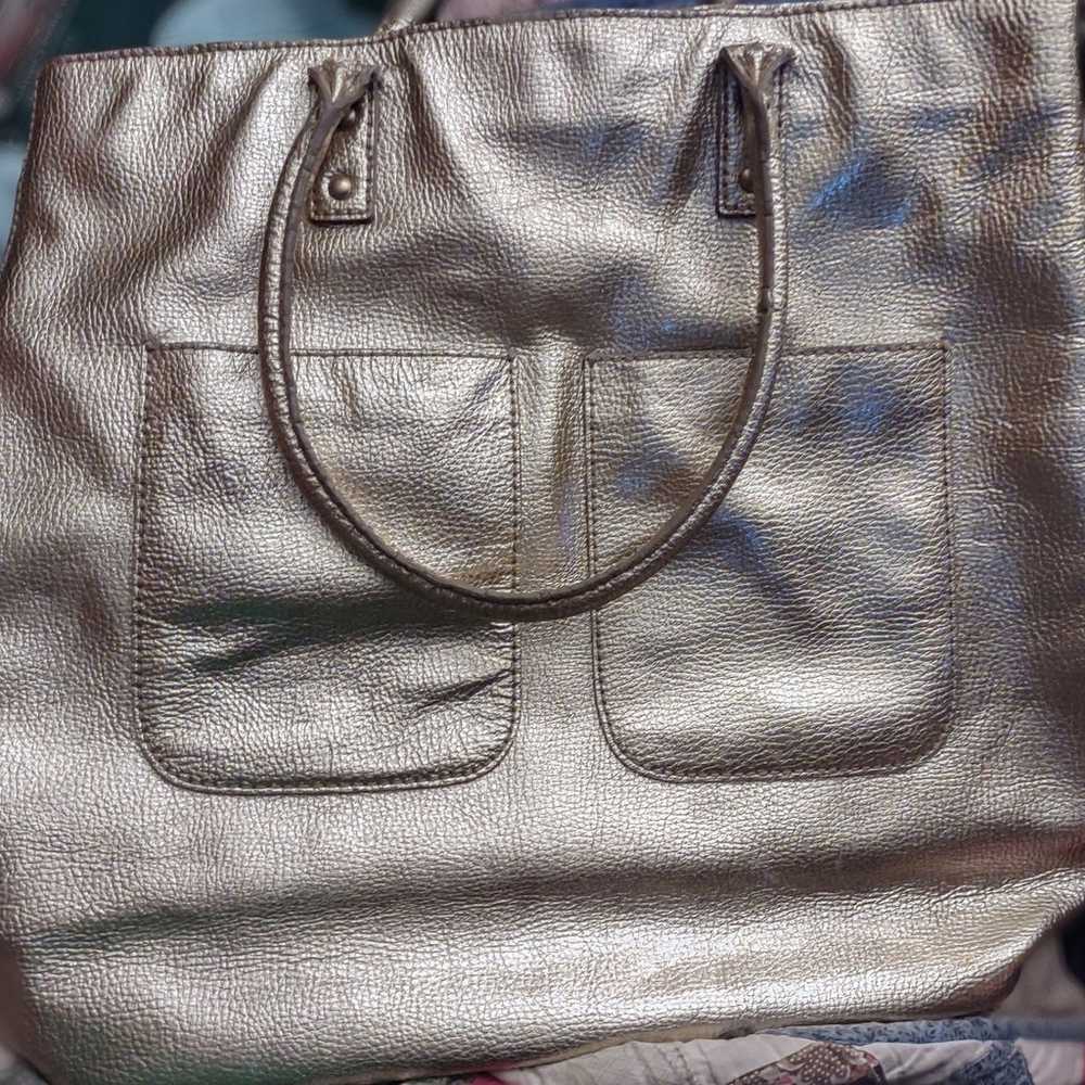 Gold Leather J. Crew Handbag - image 2