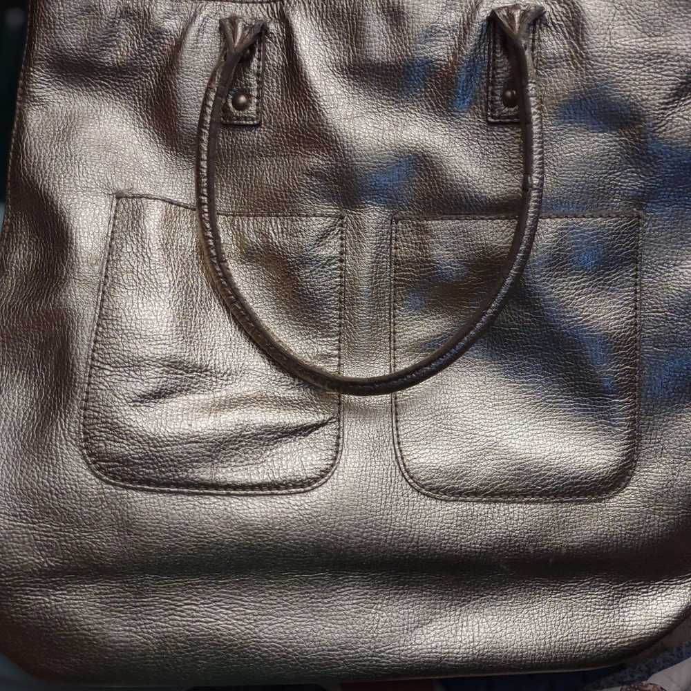 Gold Leather J. Crew Handbag - image 6