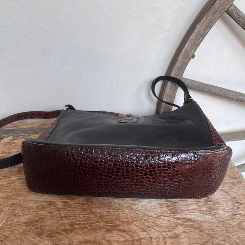 BRAHMIN Black & Brown Leather Crocodile Adjustabl… - image 8