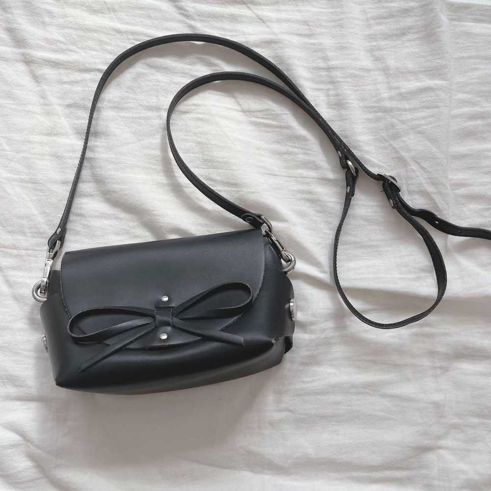 Leather mini bag with ribbon. - image 1