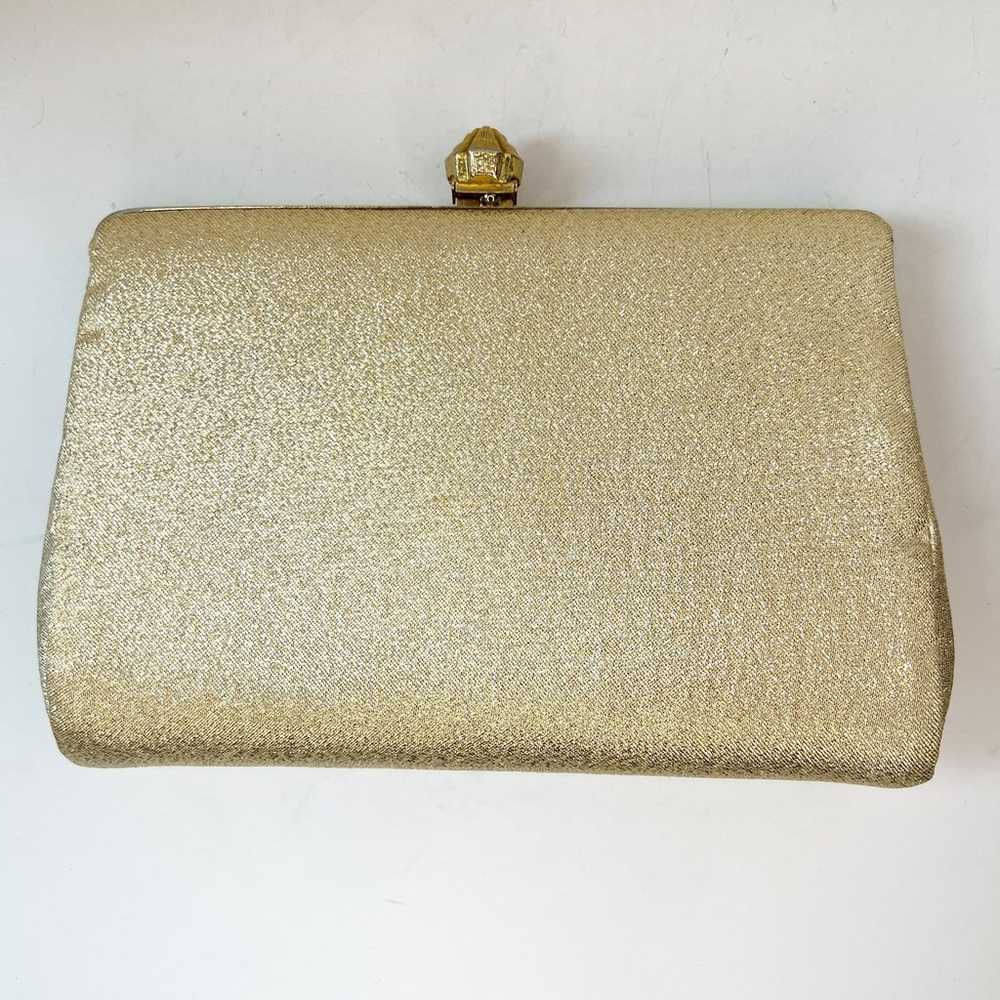 Vintage Gold Clutch Evening Bag - image 2