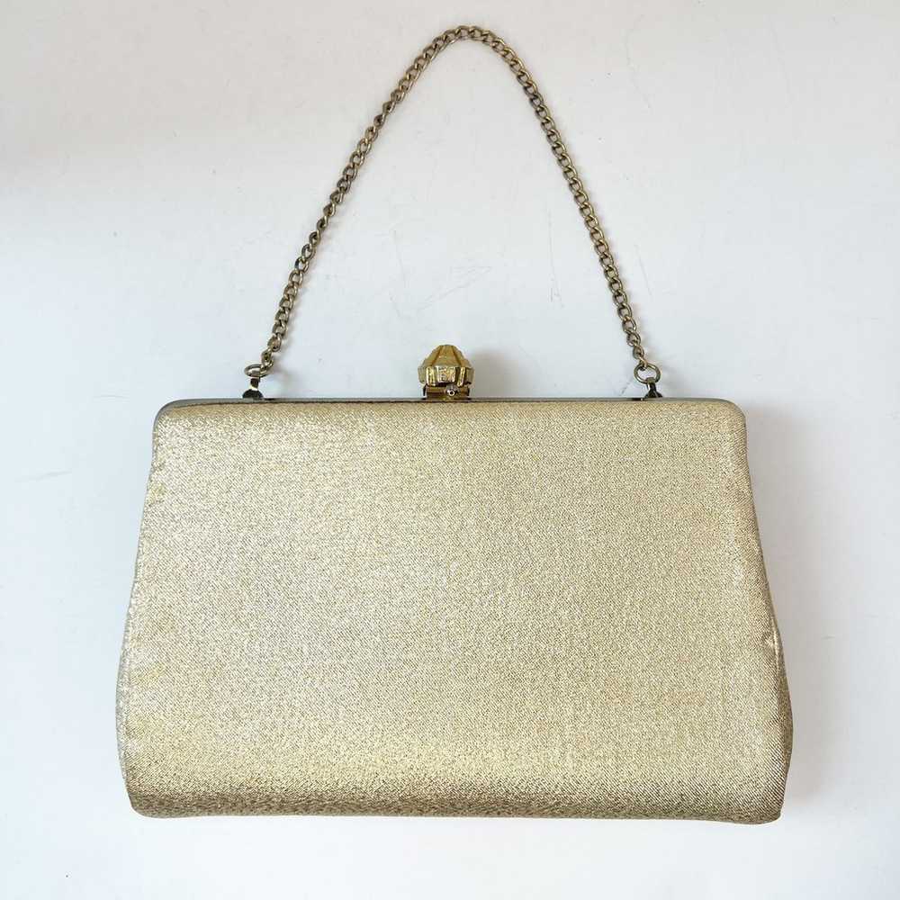 Vintage Gold Clutch Evening Bag - image 3