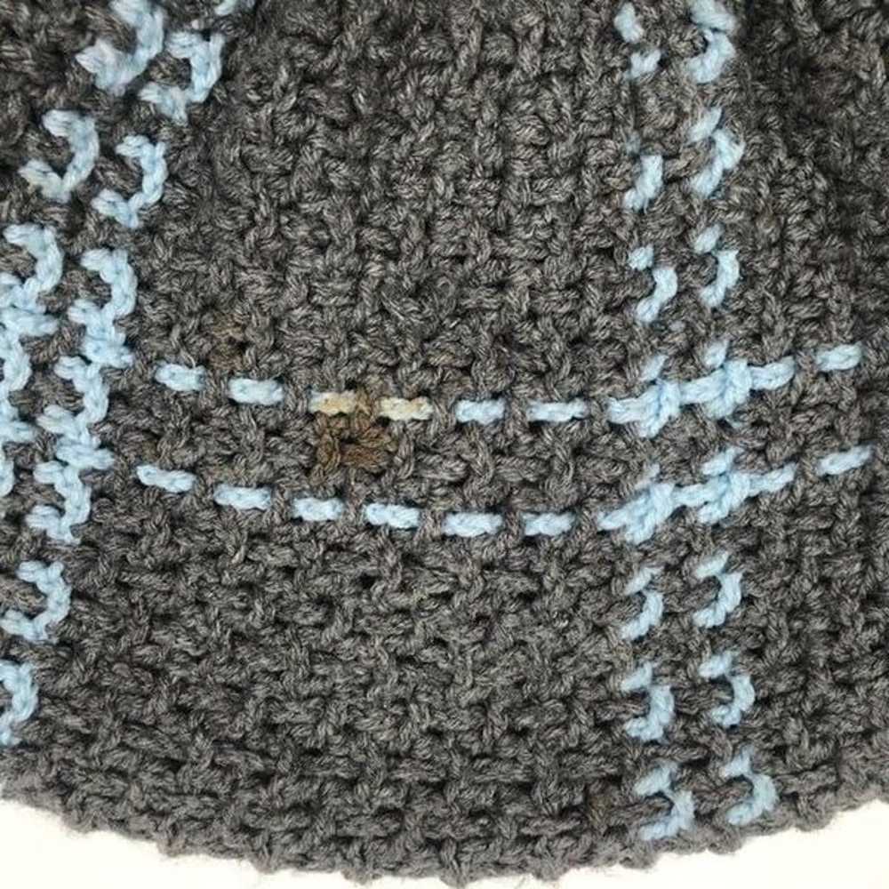 Vintage Gray & Blue Cottagecore Knit Crochet Over… - image 6