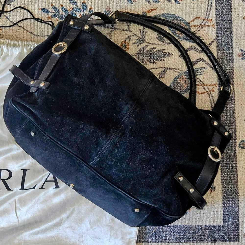 FURLA Vintage Black Suede & Leather Satchel-Gorge… - image 2