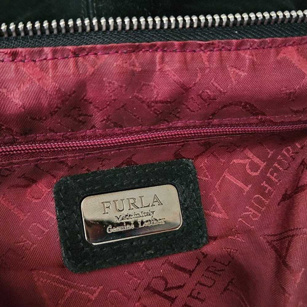 FURLA Vintage Black Suede & Leather Satchel-Gorge… - image 8