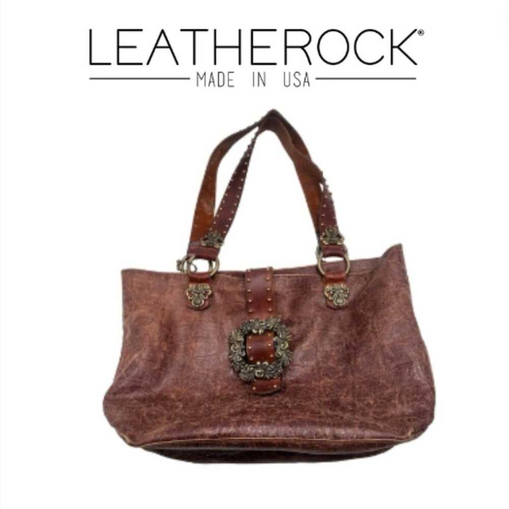 Leatherock USA Genuine Leather Shoulder Bag Choco… - image 1