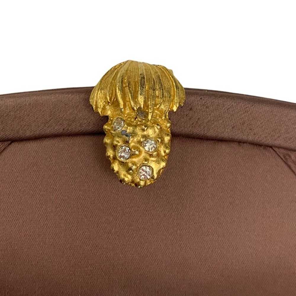 Vintage Clutch Purse Ungar Brown Mauve Gold Chain… - image 9