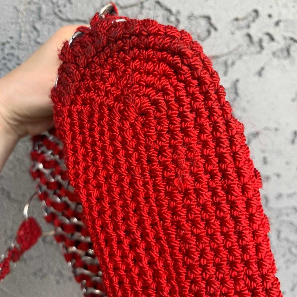 Handmade vintage bottle cap red crochet crossbody… - image 10