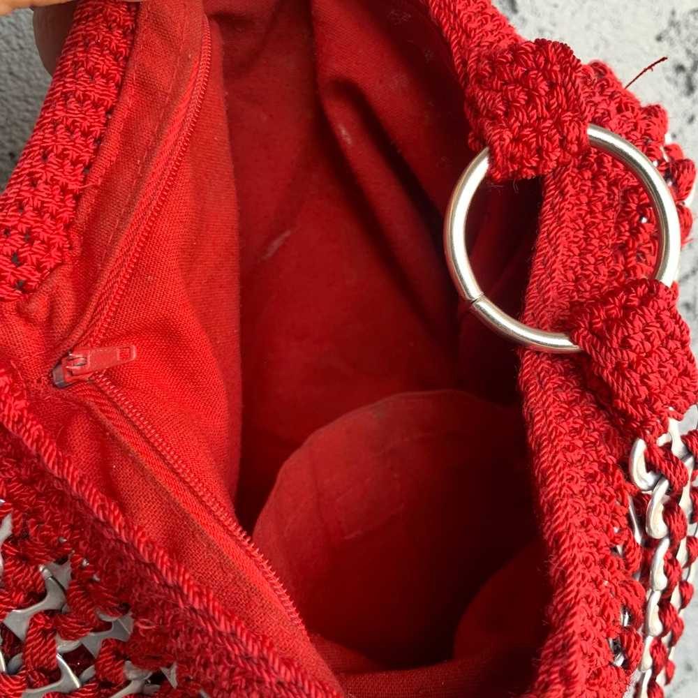 Handmade vintage bottle cap red crochet crossbody… - image 12