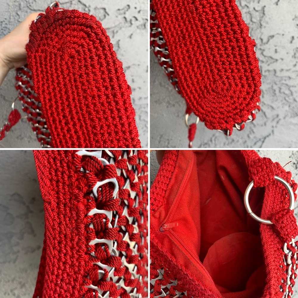 Handmade vintage bottle cap red crochet crossbody… - image 3