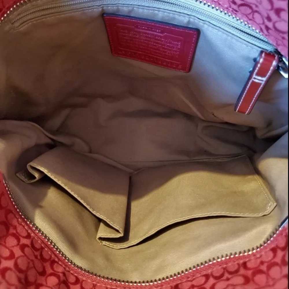 Vintage COACH 18806E Silver/RED Signature Tote <<… - image 4