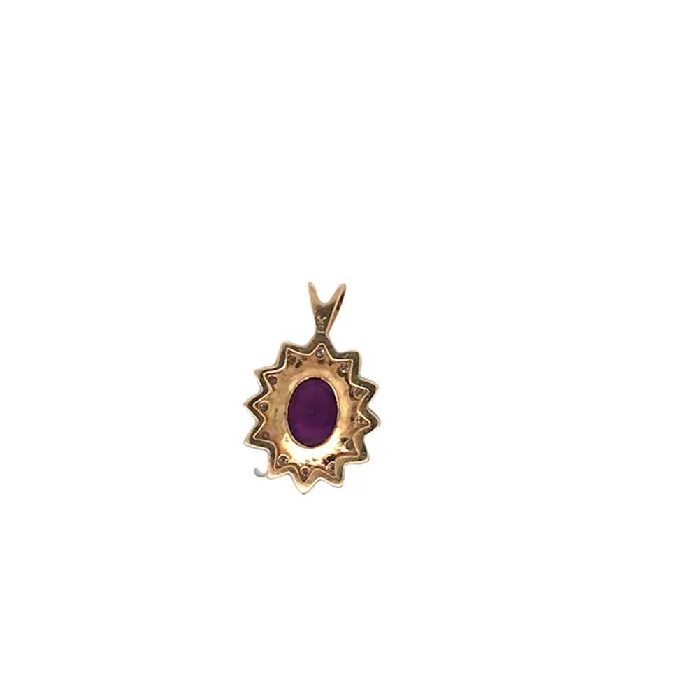 14k Yellow Gold Diamond Purple Stone Pendant - image 2