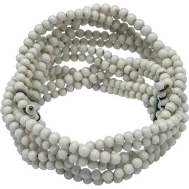 Vintage white beaded milk glass bracelet - image 1