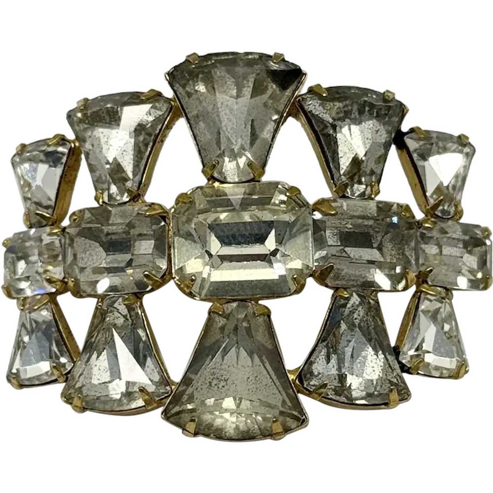 Vintage glass rhinestone brooch pin - image 1