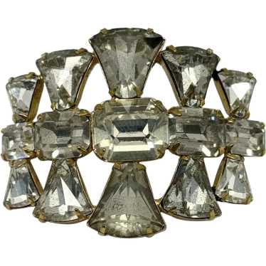 Vintage glass rhinestone brooch pin - image 1