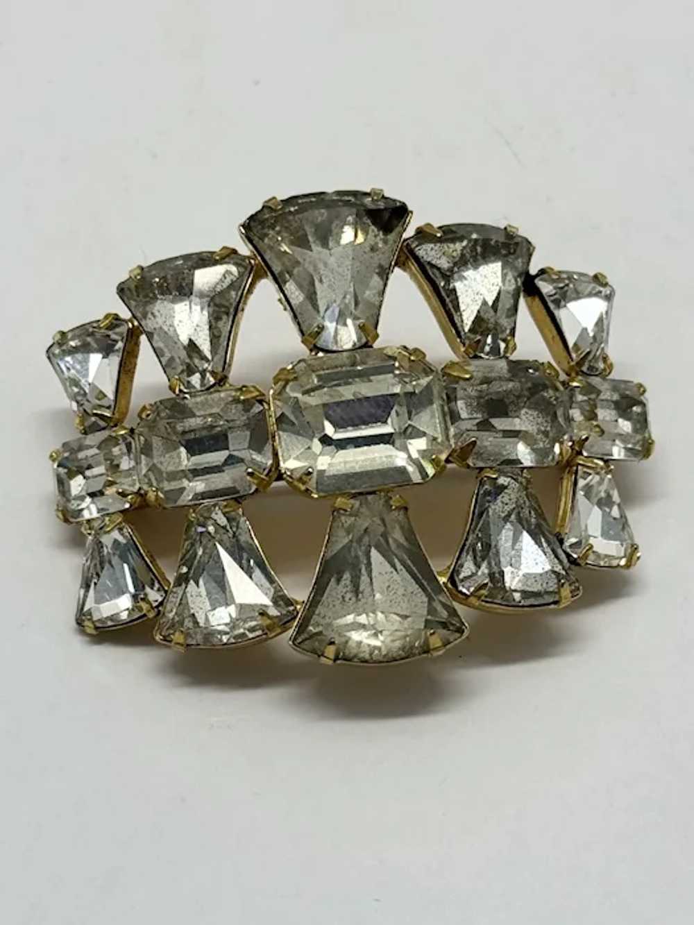 Vintage glass rhinestone brooch pin - image 4