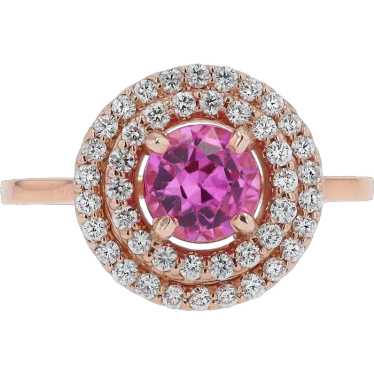 New Barbie Pink Sapphire and Diamond Double-Halo E