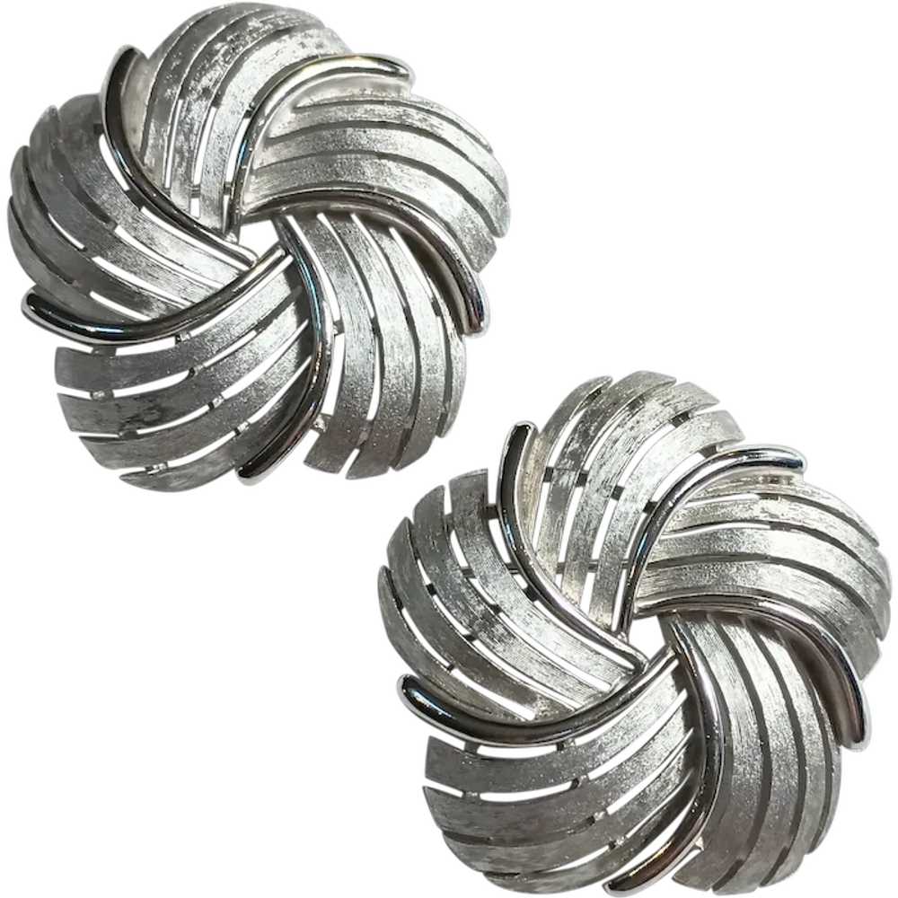 Trifari brushed silver tone swirl pins - image 1