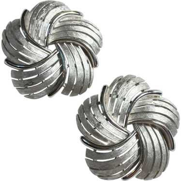 Trifari brushed silver tone swirl pins - image 1